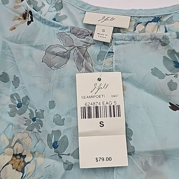 J.‎ Jill NWT Whimsical Sleeveless Light Blue Floral Semi Sheer Blouse Top Small - Picture 4 of 8